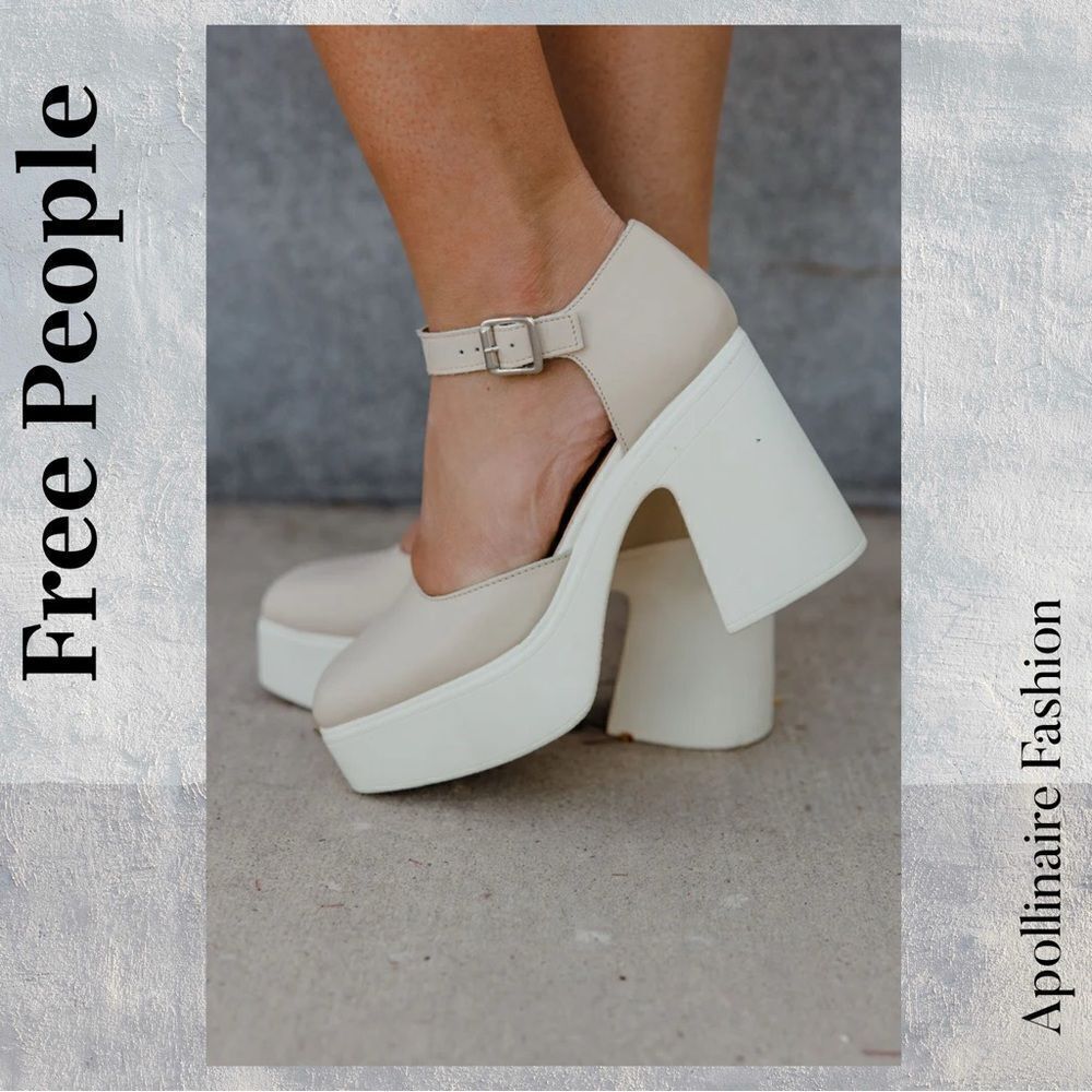Free People Gwen Mary Jane Platform Heels in Moonlight Size 40 New or 10 US